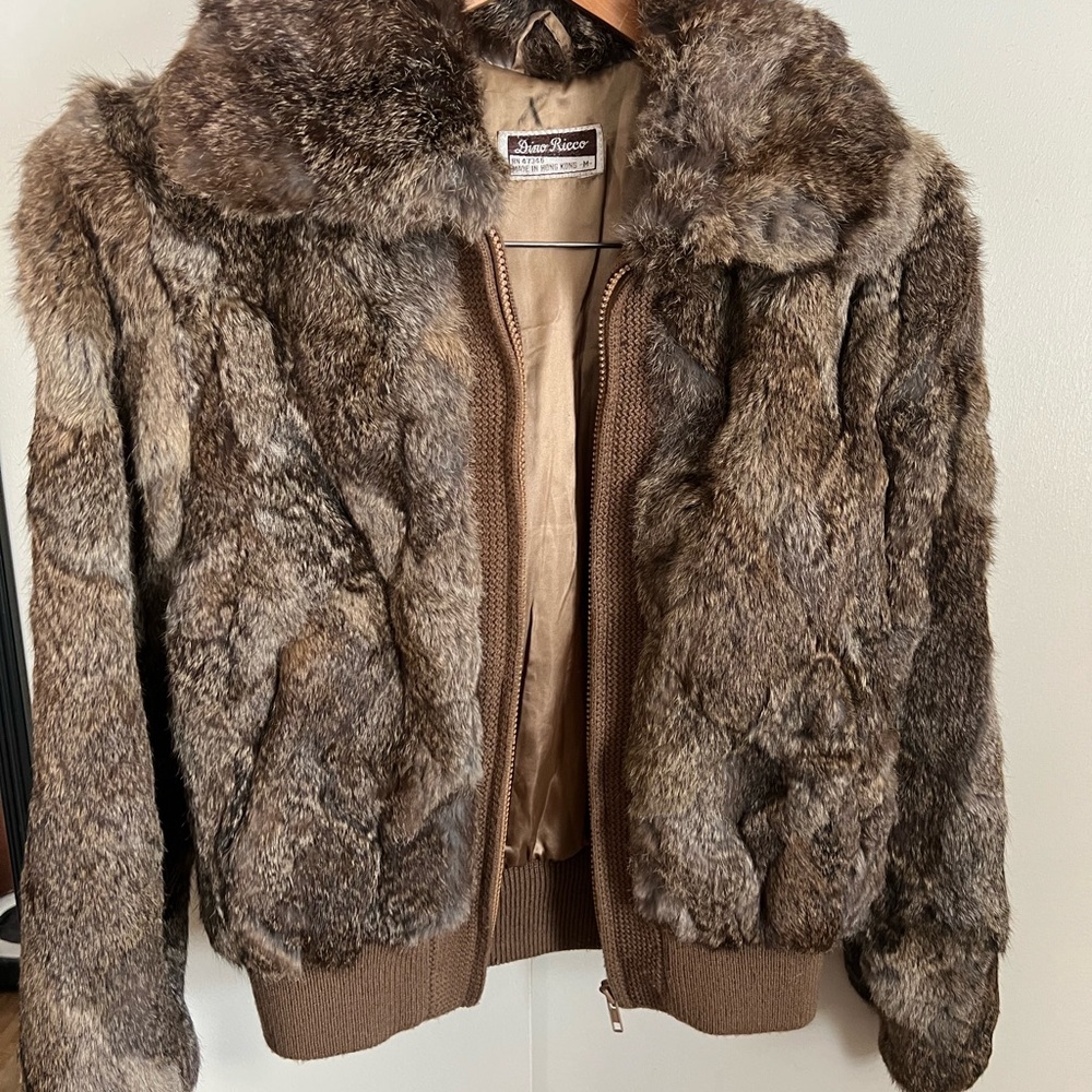 Vintage Rabbit Fur Dino Ricco bomber jacket M